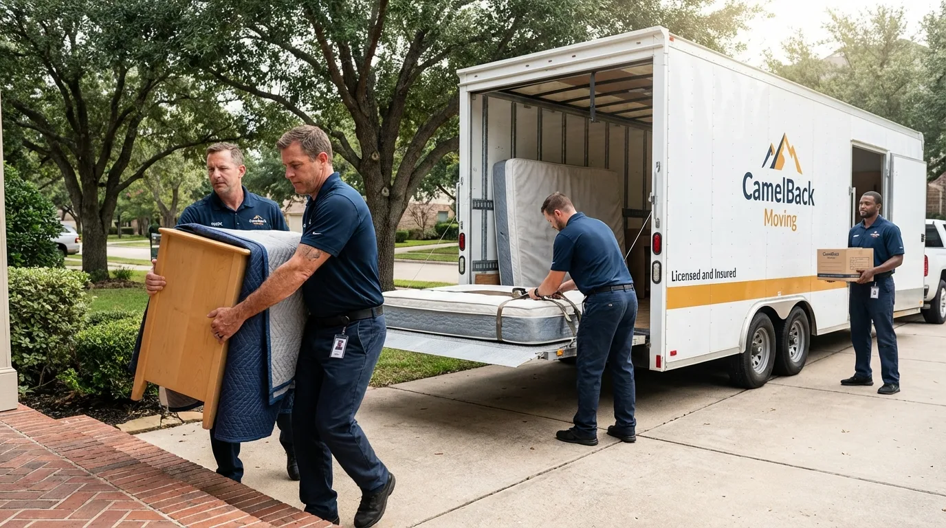 Crew loading residential truck for cross-state move from Dryden, VA