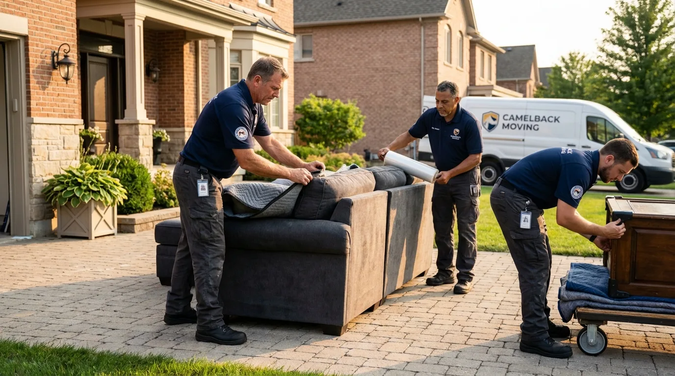 Large estate moving crew wrapping furniture in Dryden, VA